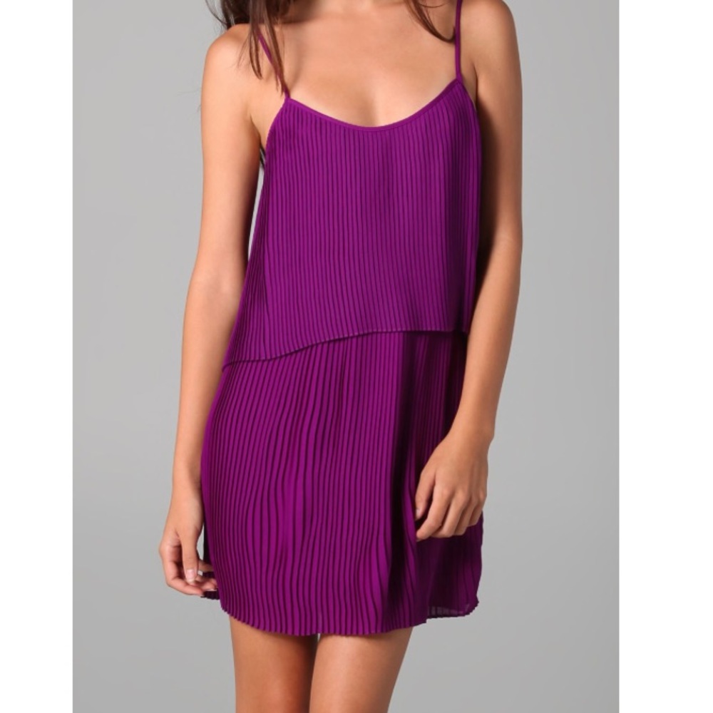 Parker purple accordion pleated mini dress XS